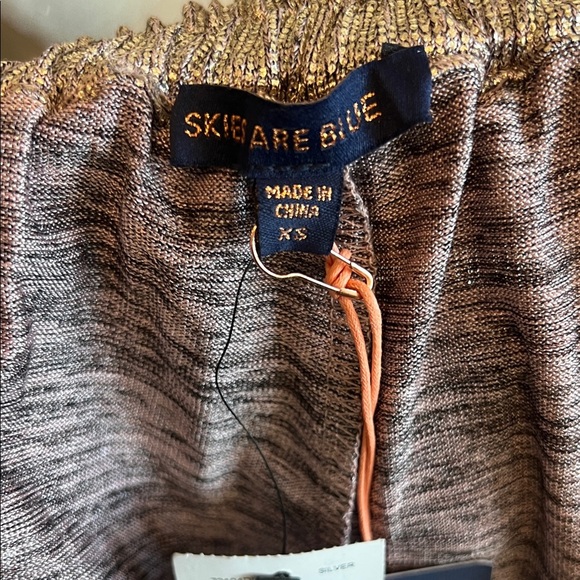 Skies Are Blue Metallic Silver Wide-Leg Pants - Picture 5 of 7